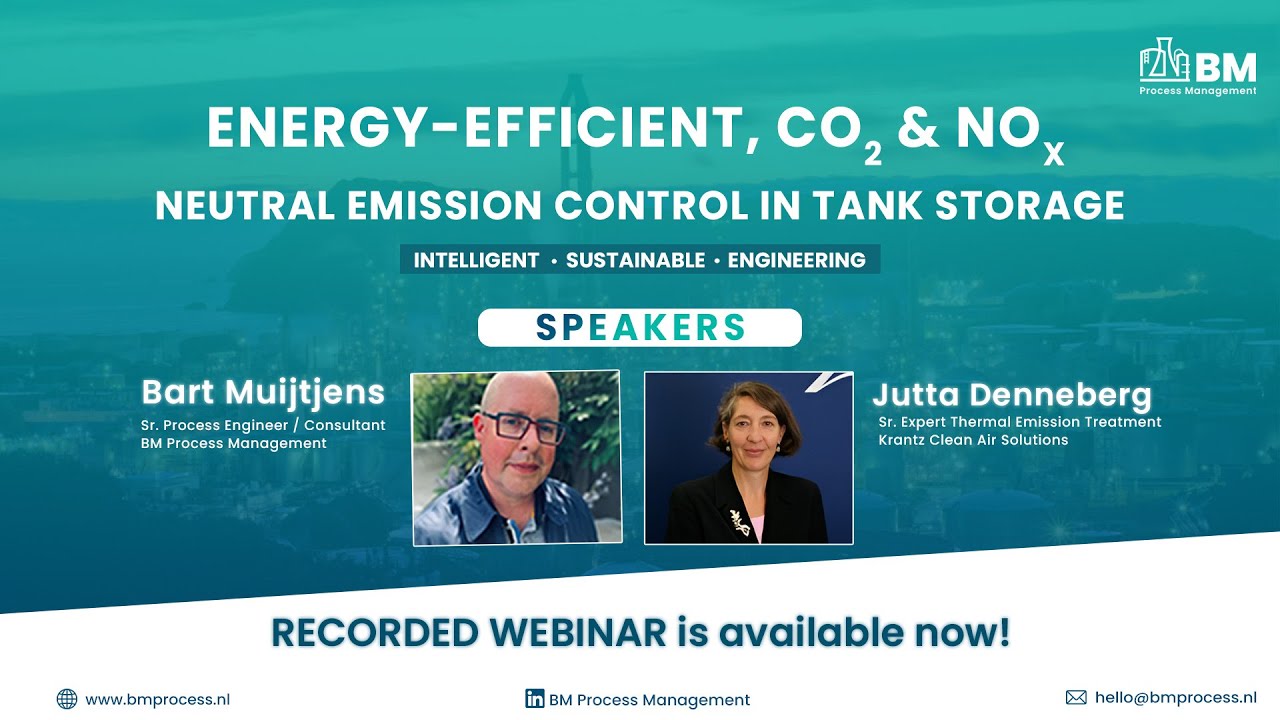 Energy-efficient, CO₂ and NOₓ neutral emission control in tank storage